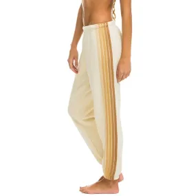 5 Stripe Sweatpants | Vintage White   Tan