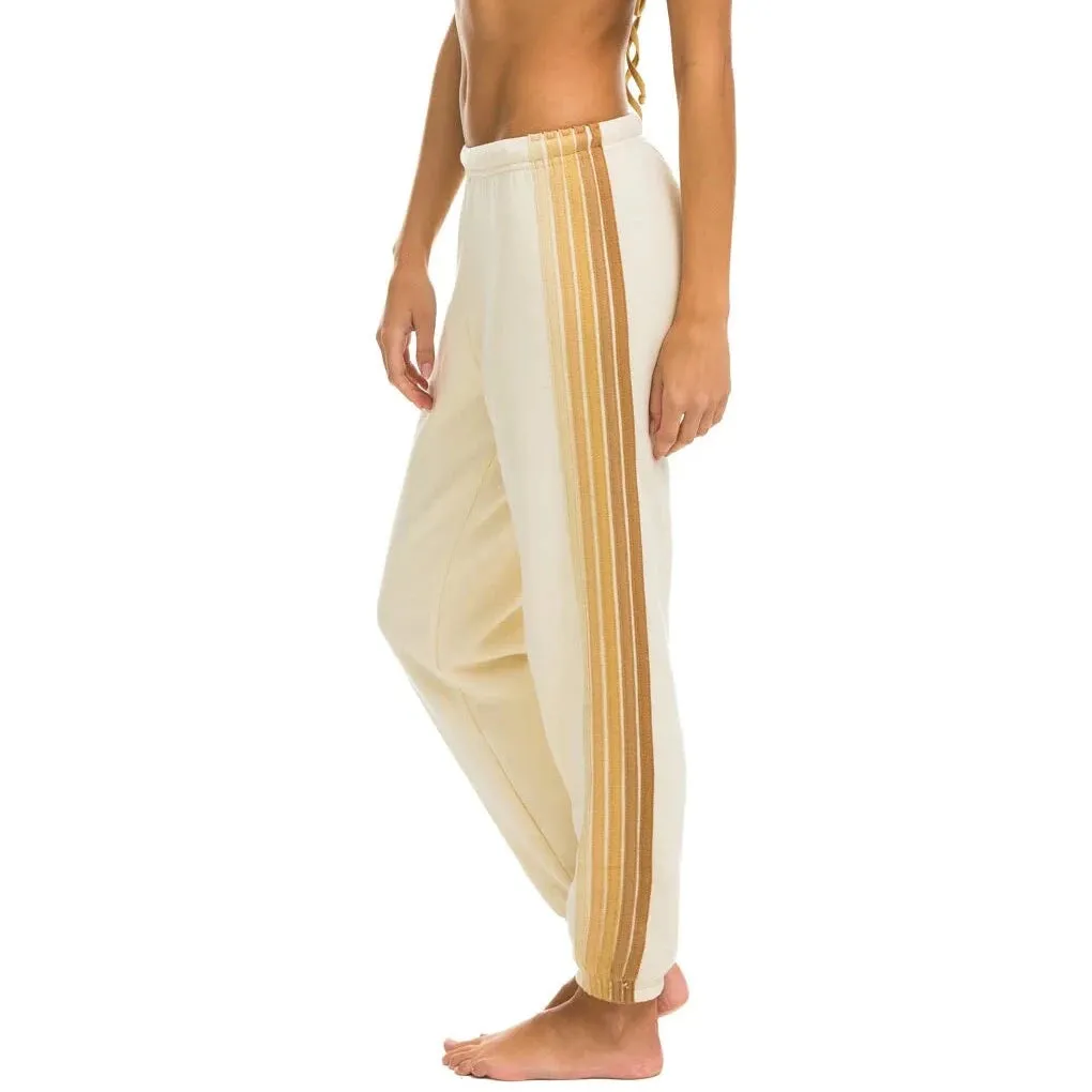 5 Stripe Sweatpants | Vintage White   Tan