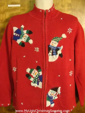 80s Jolly Snowmen Ugly Xmas Sweater