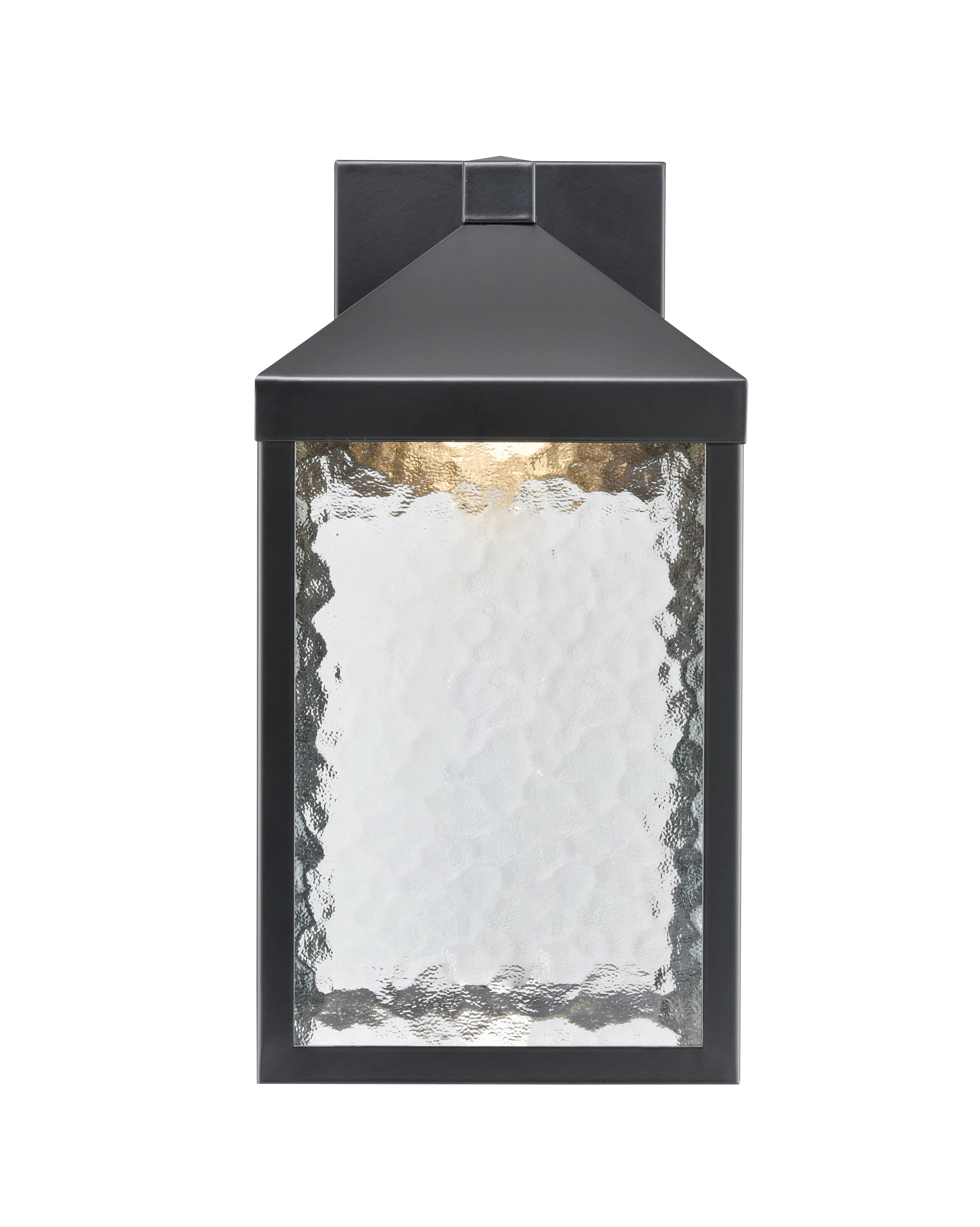 Aaron Outdoor Wall Lamp - Powder Coated Black - Clear Textured Glass - 11W Integrated LED Module - 900 Lm - 9in. Extension - 3000K Warm White