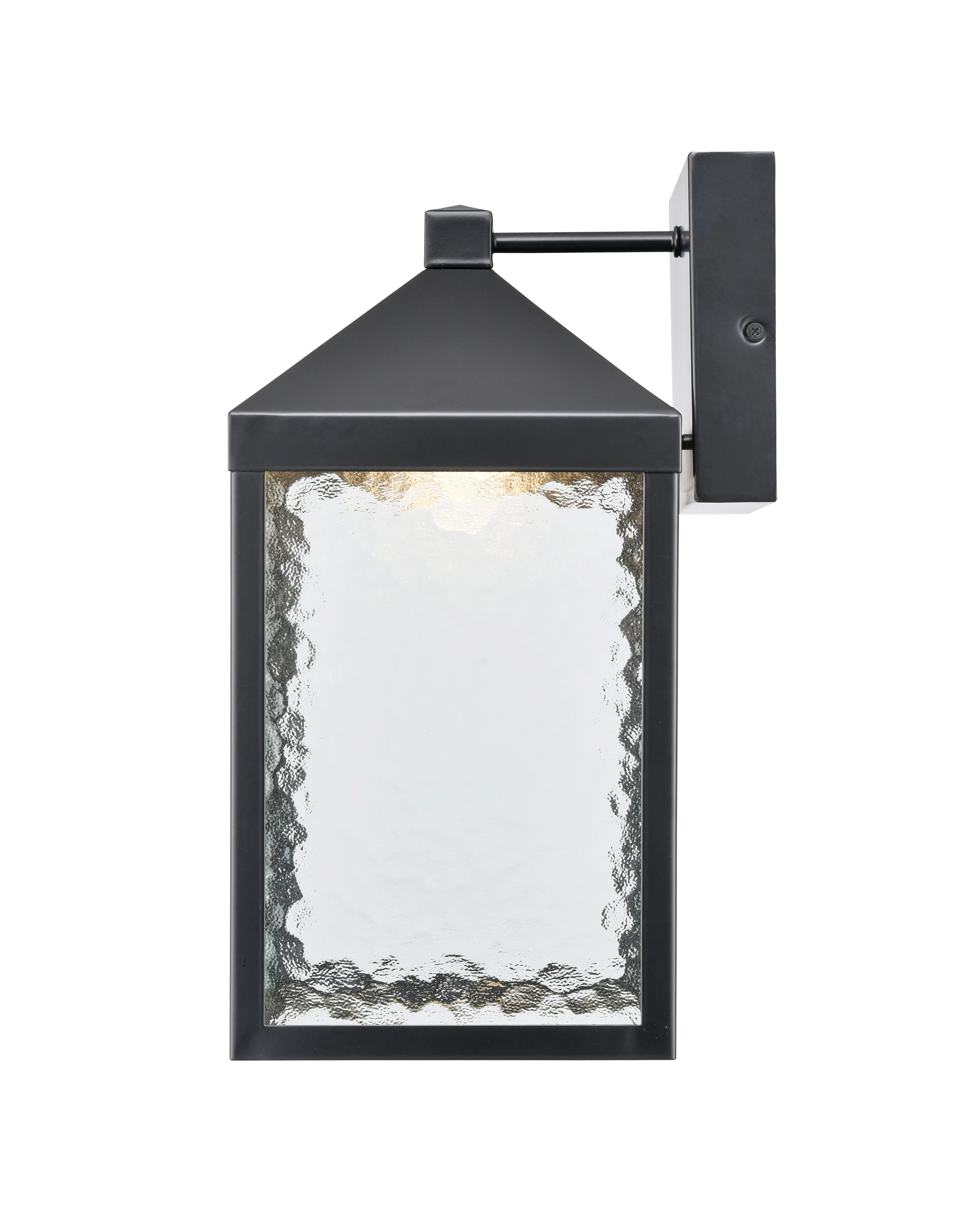 Aaron Outdoor Wall Lamp - Powder Coated Black - Clear Textured Glass - 11W Integrated LED Module - 900 Lm - 9in. Extension - 3000K Warm White