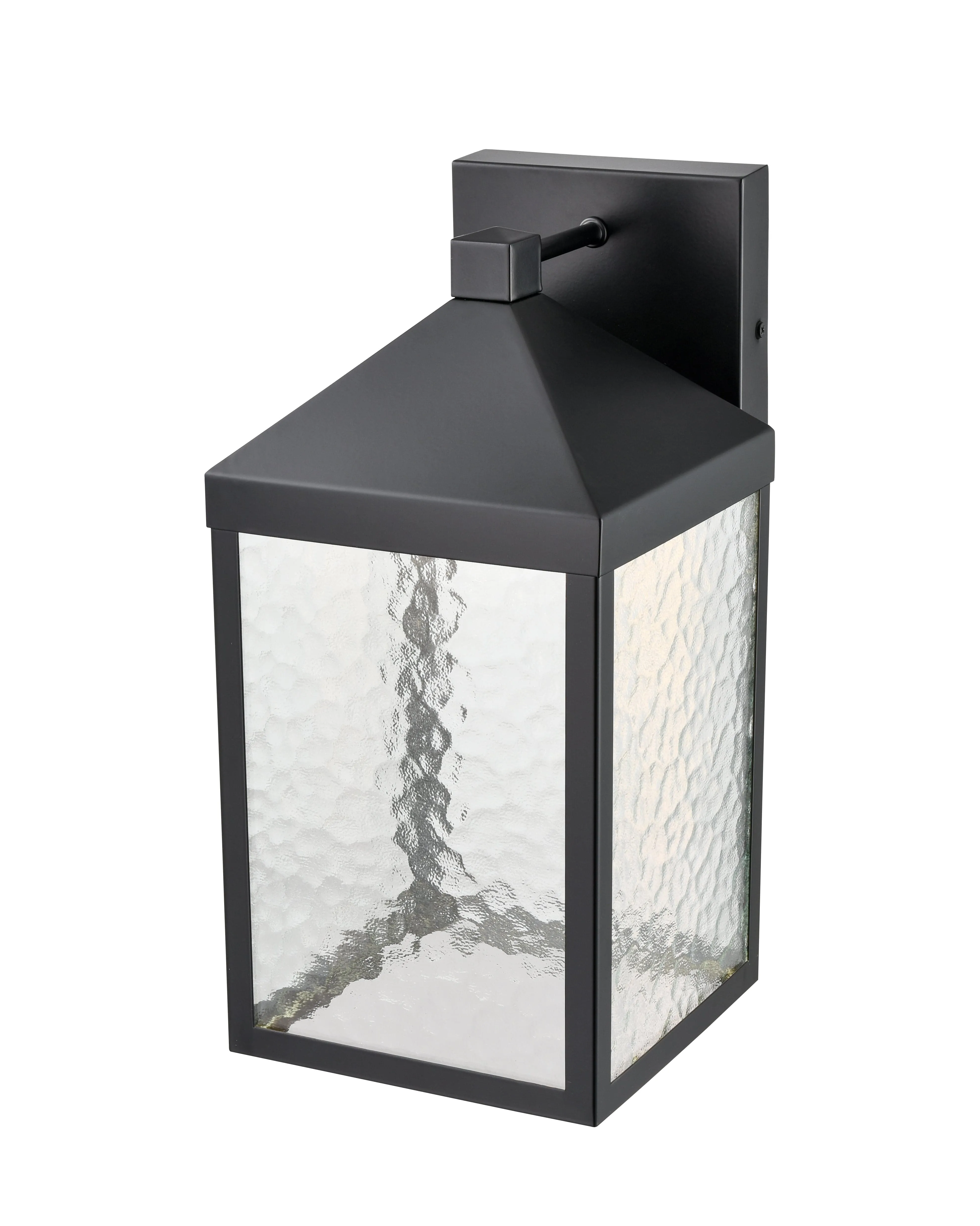 Aaron Outdoor Wall Lamp - Powder Coated Black - Clear Textured Glass - 11W Integrated LED Module - 900 Lm - 9in. Extension - 3000K Warm White