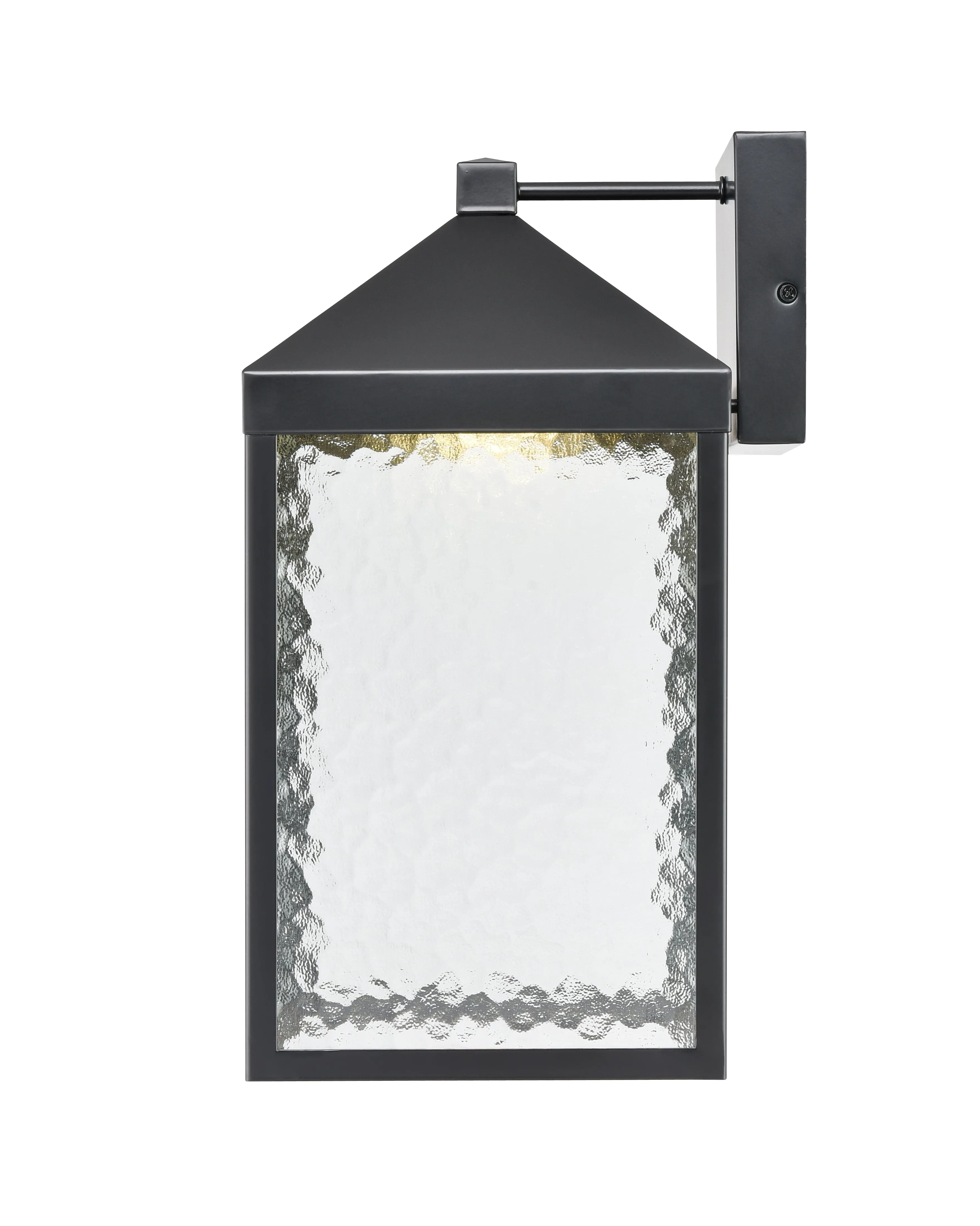 Aaron Outdoor Wall Lamp - Powder Coated Black - Clear Textured Glass - 12W Integrated LED Module - 1300 Lm - 10.5in. Extension - 3000K Warm White