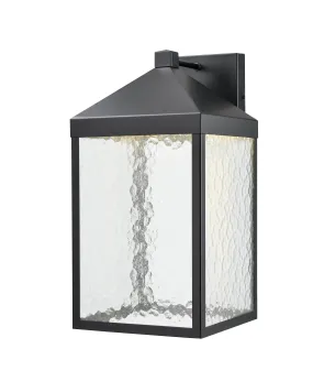 Aaron Outdoor Wall Lamp - Powder Coated Black - Clear Textured Glass - 12W Integrated LED Module - 1300 Lm - 10.5in. Extension - 3000K Warm White