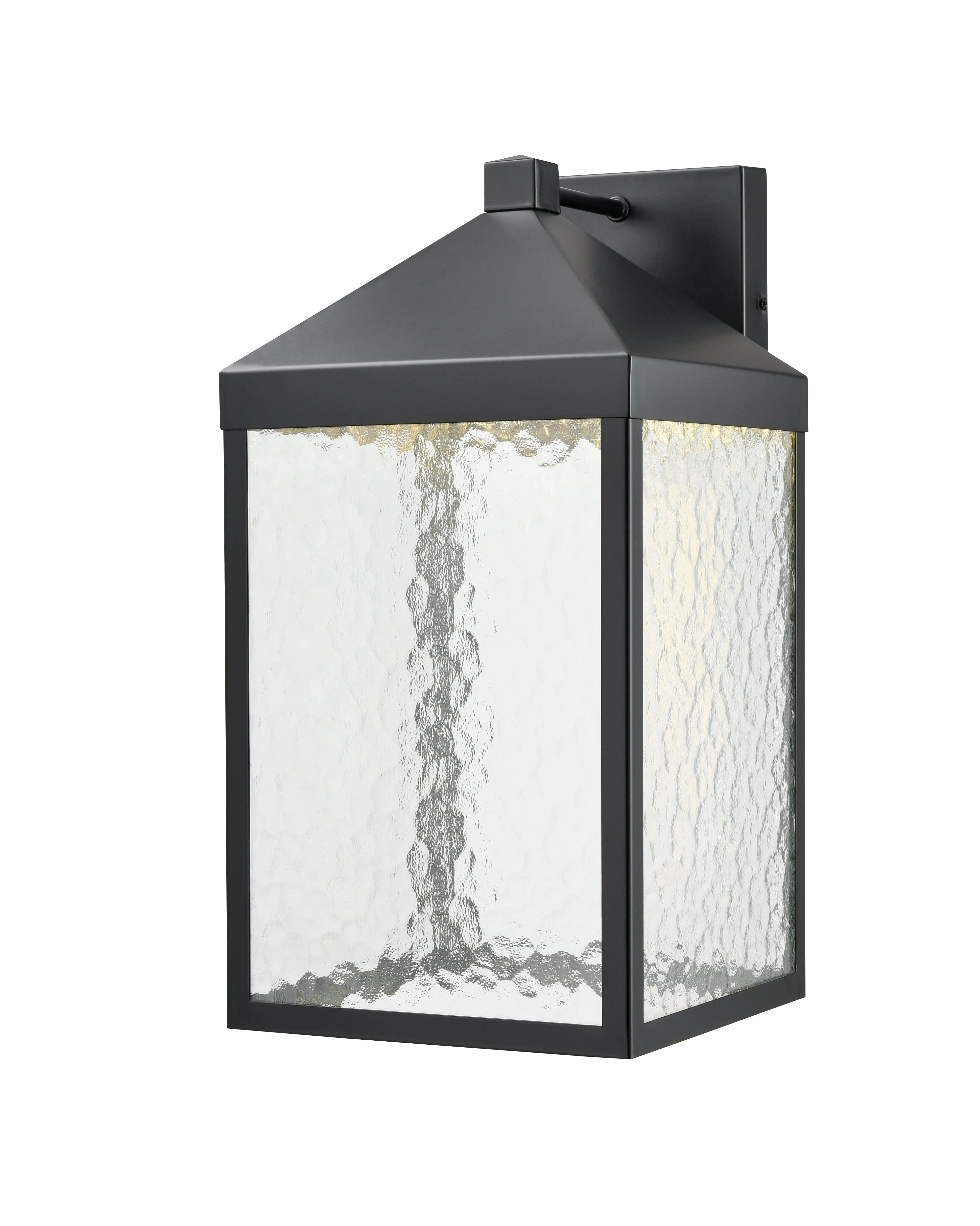 Aaron Outdoor Wall Lamp - Powder Coated Black - Clear Textured Glass - 12W Integrated LED Module - 1300 Lm - 10.5in. Extension - 3000K Warm White