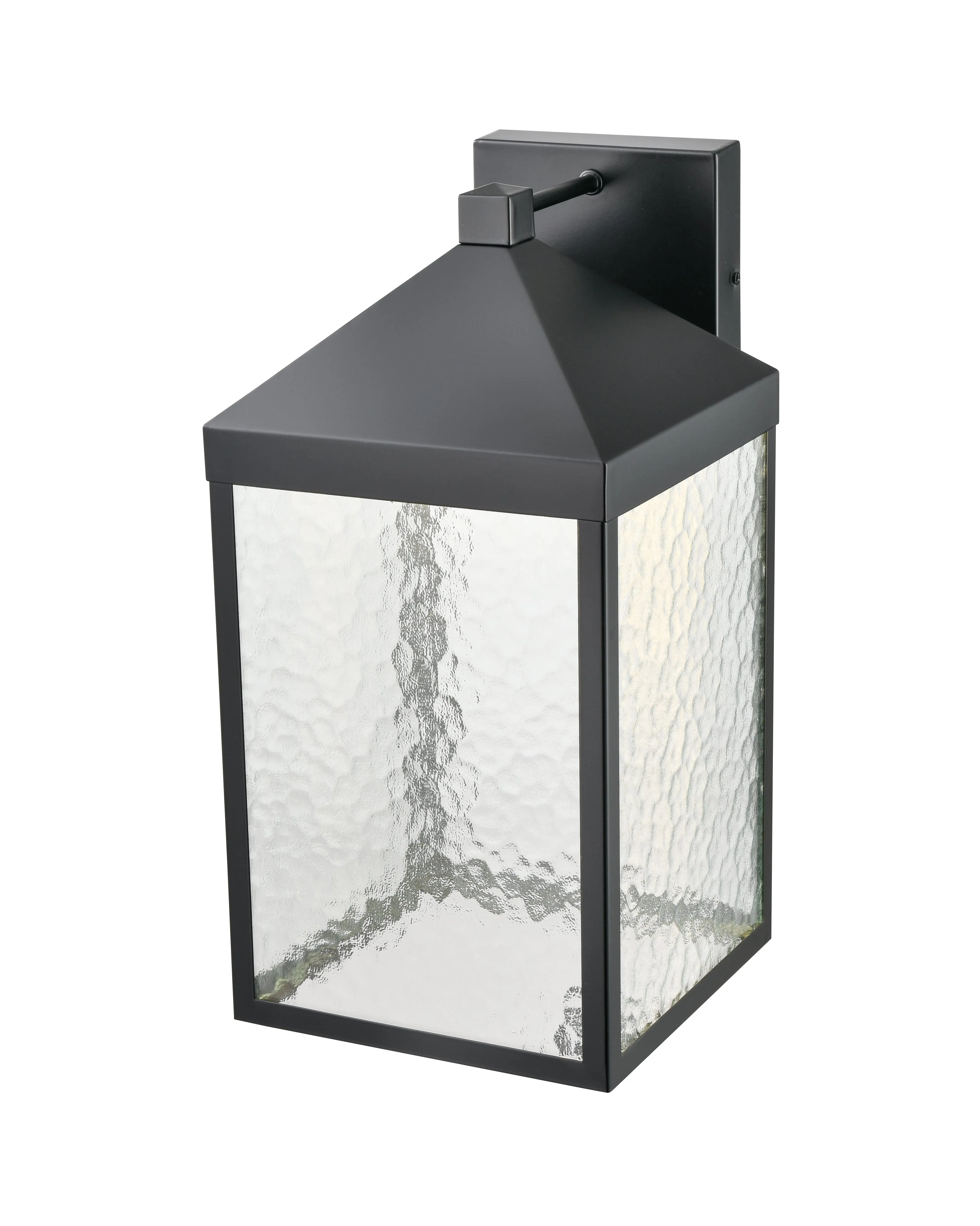 Aaron Outdoor Wall Lamp - Powder Coated Black - Clear Textured Glass - 12W Integrated LED Module - 1300 Lm - 10.5in. Extension - 3000K Warm White