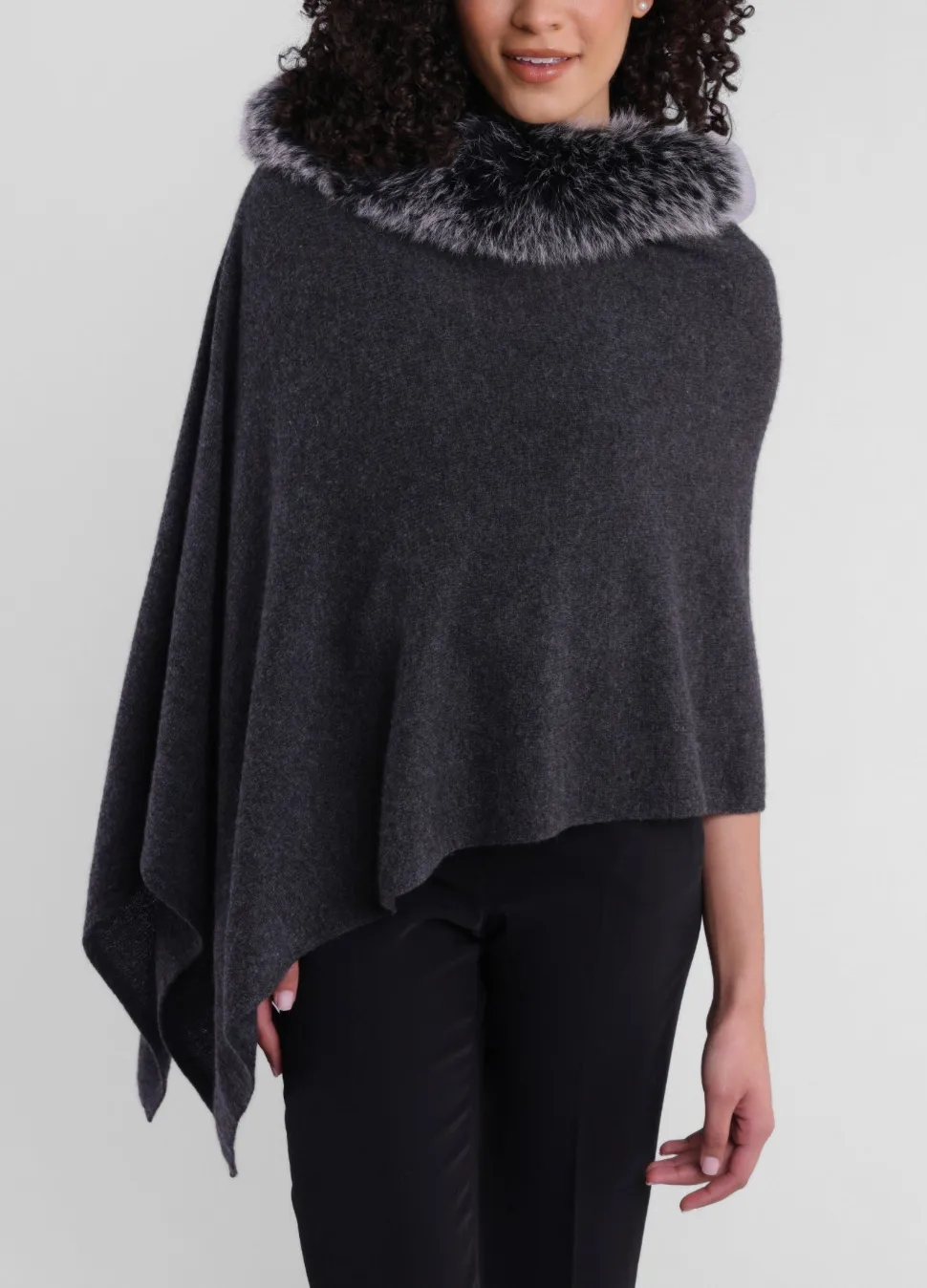 ALASHAN CASHMERE FOX TRIM TOPPER