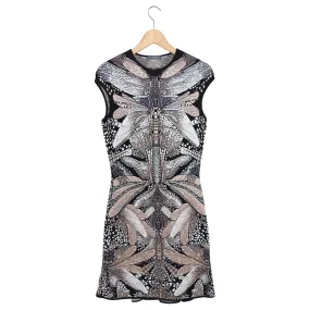 Alexander McQueen Black Dragonfly Intarsia Knit Sweater Dress - L