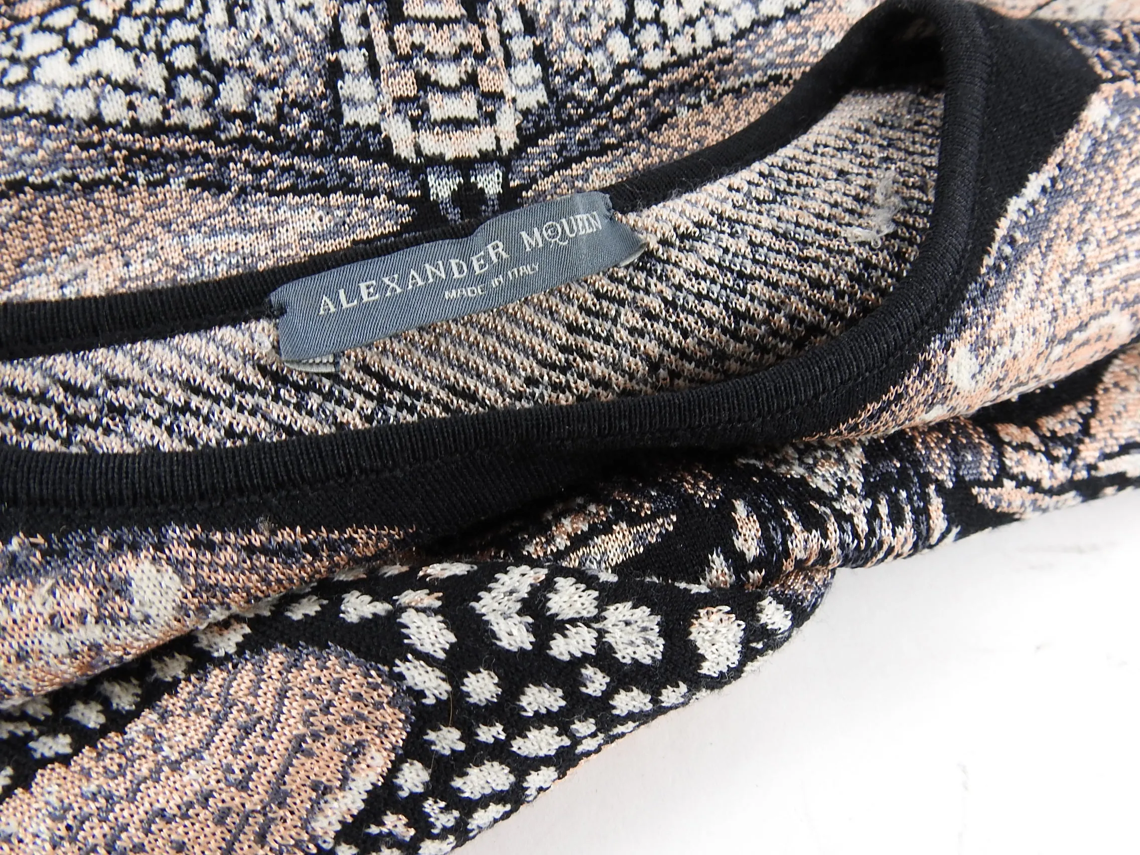 Alexander McQueen Black Dragonfly Intarsia Knit Sweater Dress - L