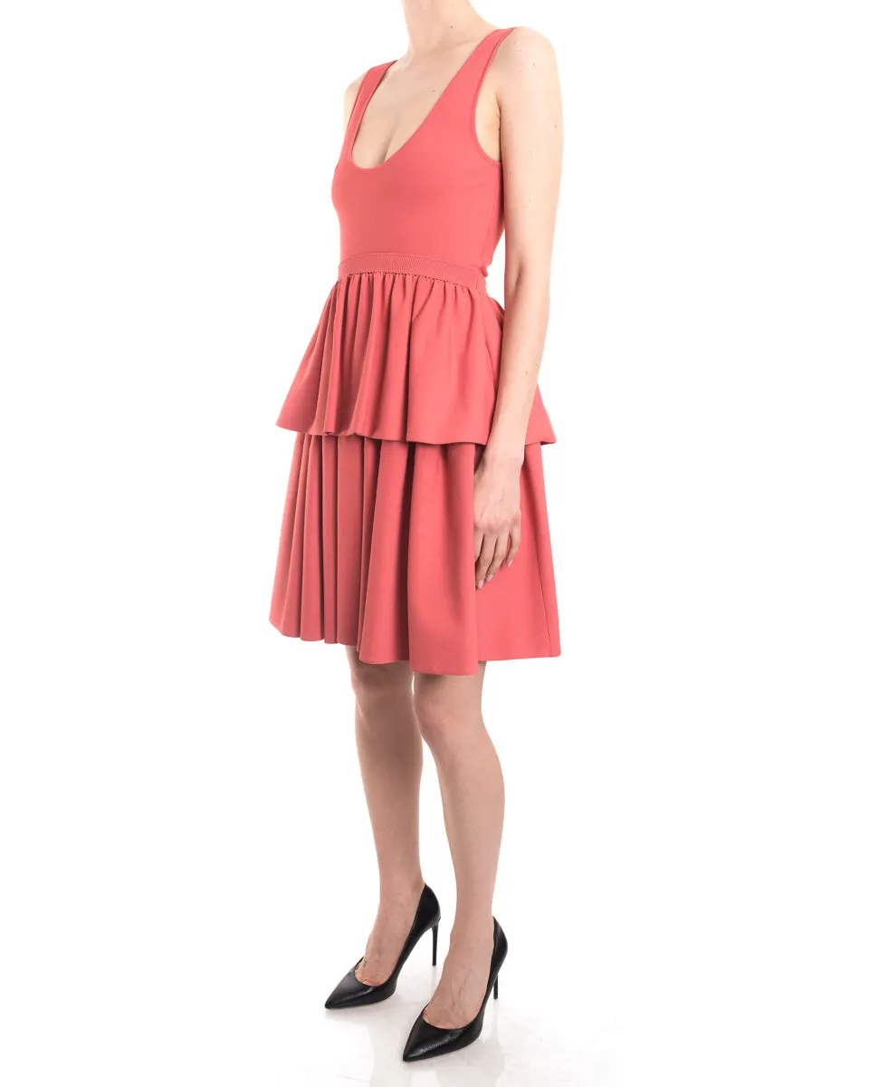 Alexander McQueen Coral Knit Jersey Peplum Dress - 4/6