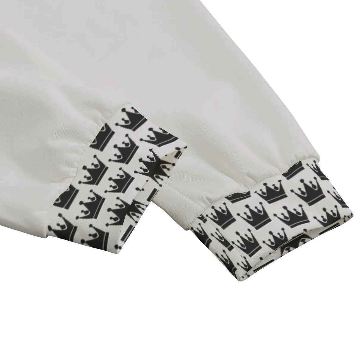 All-Over Print Men's Sweatpants | Interlock white with crown, weightlifting theme