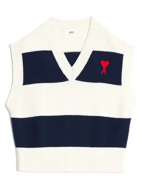 Ami De Coeur knitted vest (White/Blue)