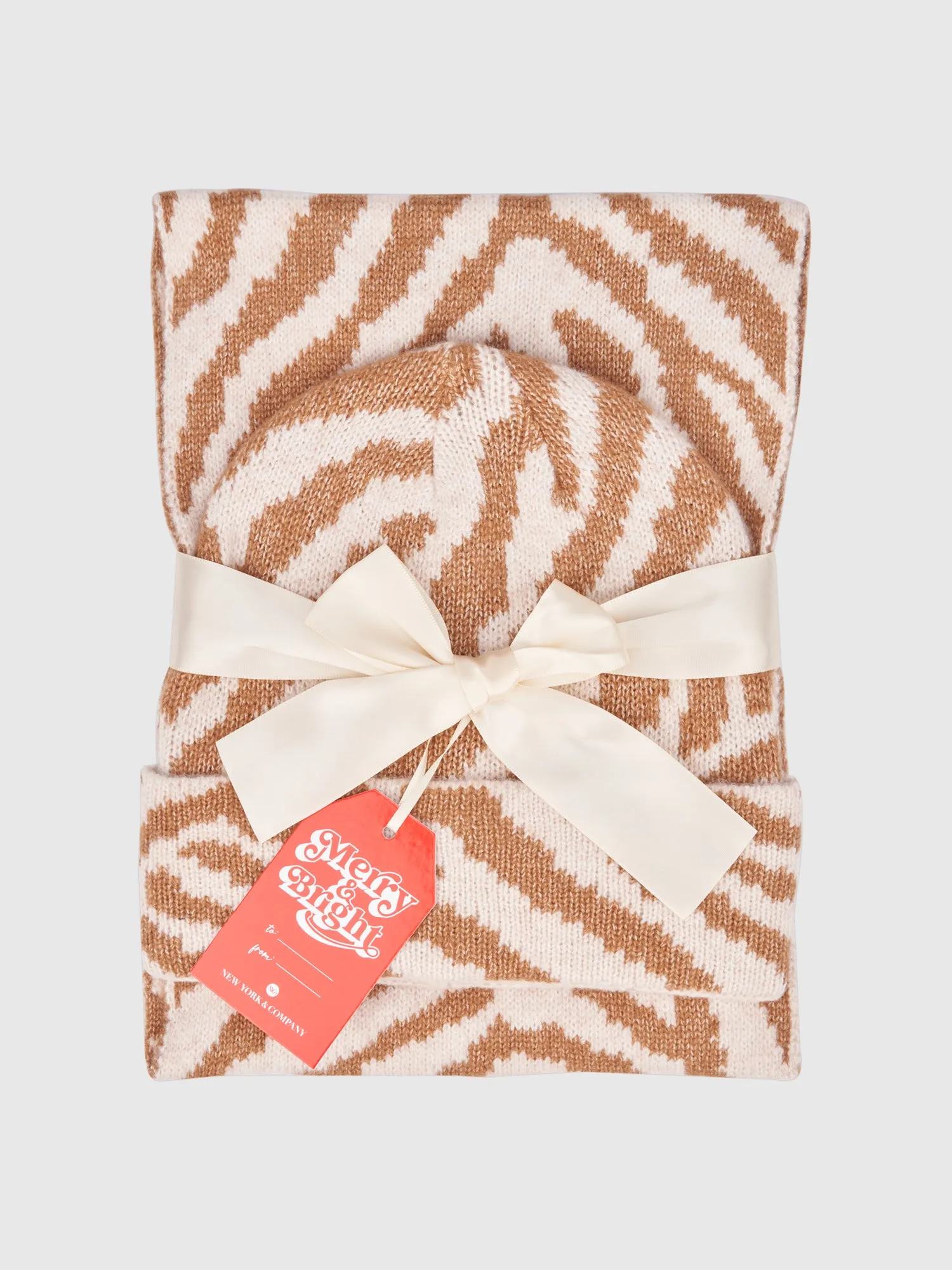 Animal Print Scarf & Beanie Set