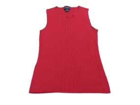Ann Taylor Womens Vest Sweater Knitted Sleeveless Round Neck Red Size Small