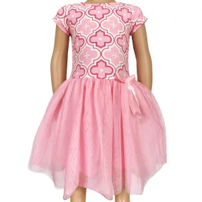 Annloren Girls Dress Pink Tulle & Pink Arabesque Easter Party Dress