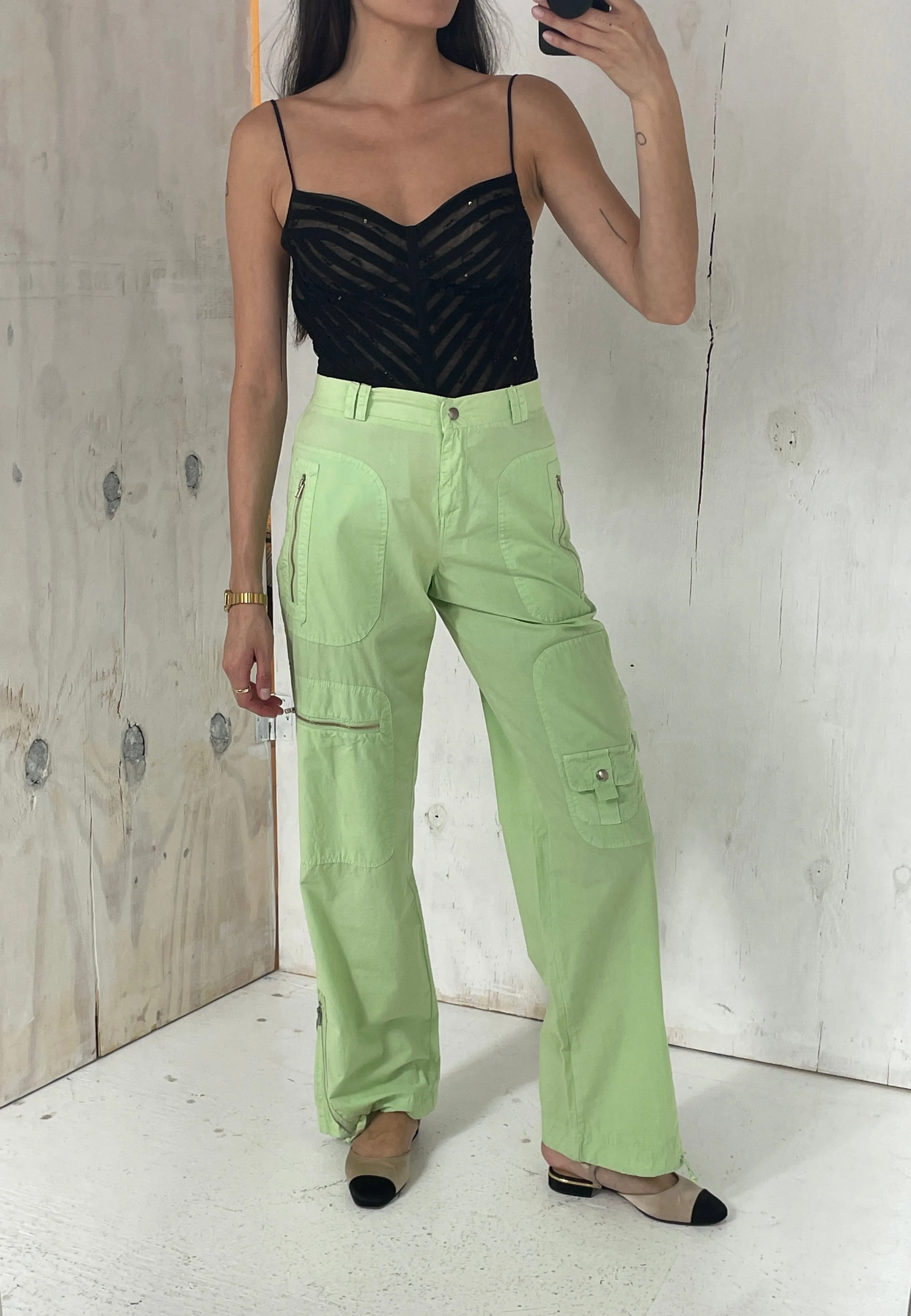 “Anyway Be” Lime Zipper Cargo
