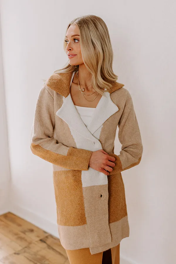 Apple Spiced Wishes Knit Coat in Camel