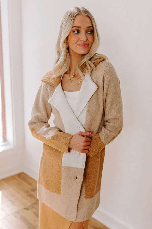 Apple Spiced Wishes Knit Coat in Camel