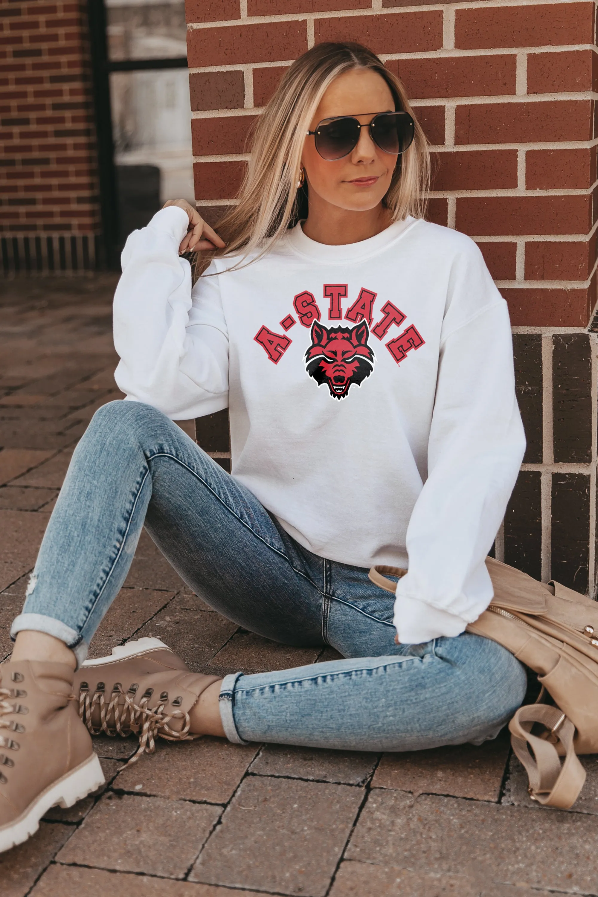 ARKANSAS STATE RED WOLVES "HIT THE HIGHLIGHTS" PERFECT CREW SWEATSHIRT