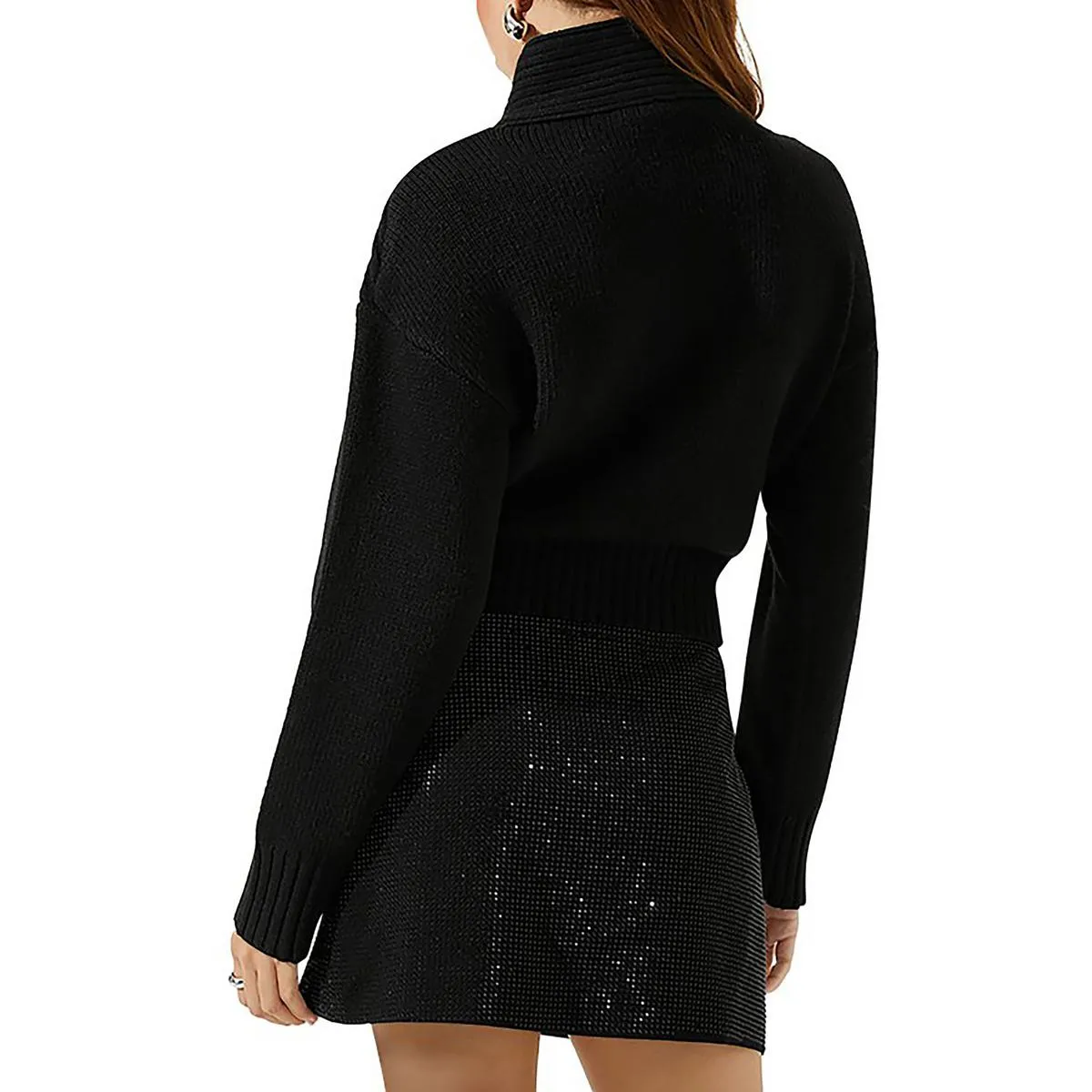 ASTR the Label Womens Pearson Cut-Out Ribbed Crop Sweater