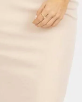 Asymmetric Neckline Rib Midi Dress In Nude | Nude