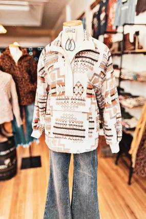 Aztec Jacquard Mock Neck Pullover