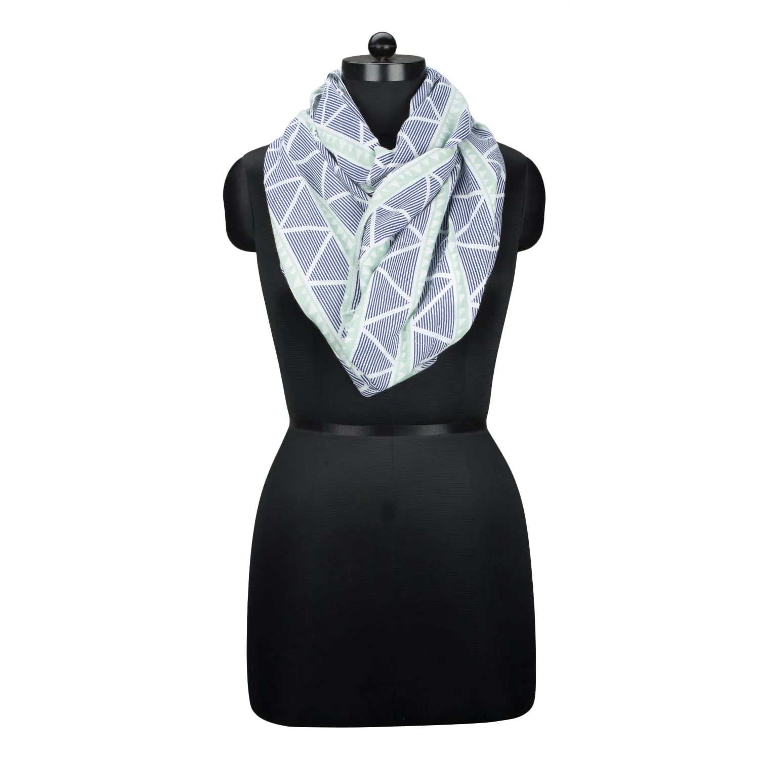 Bacati - Emma Large Triangles Mint/Navy Blue Muslin Nursing Scarf