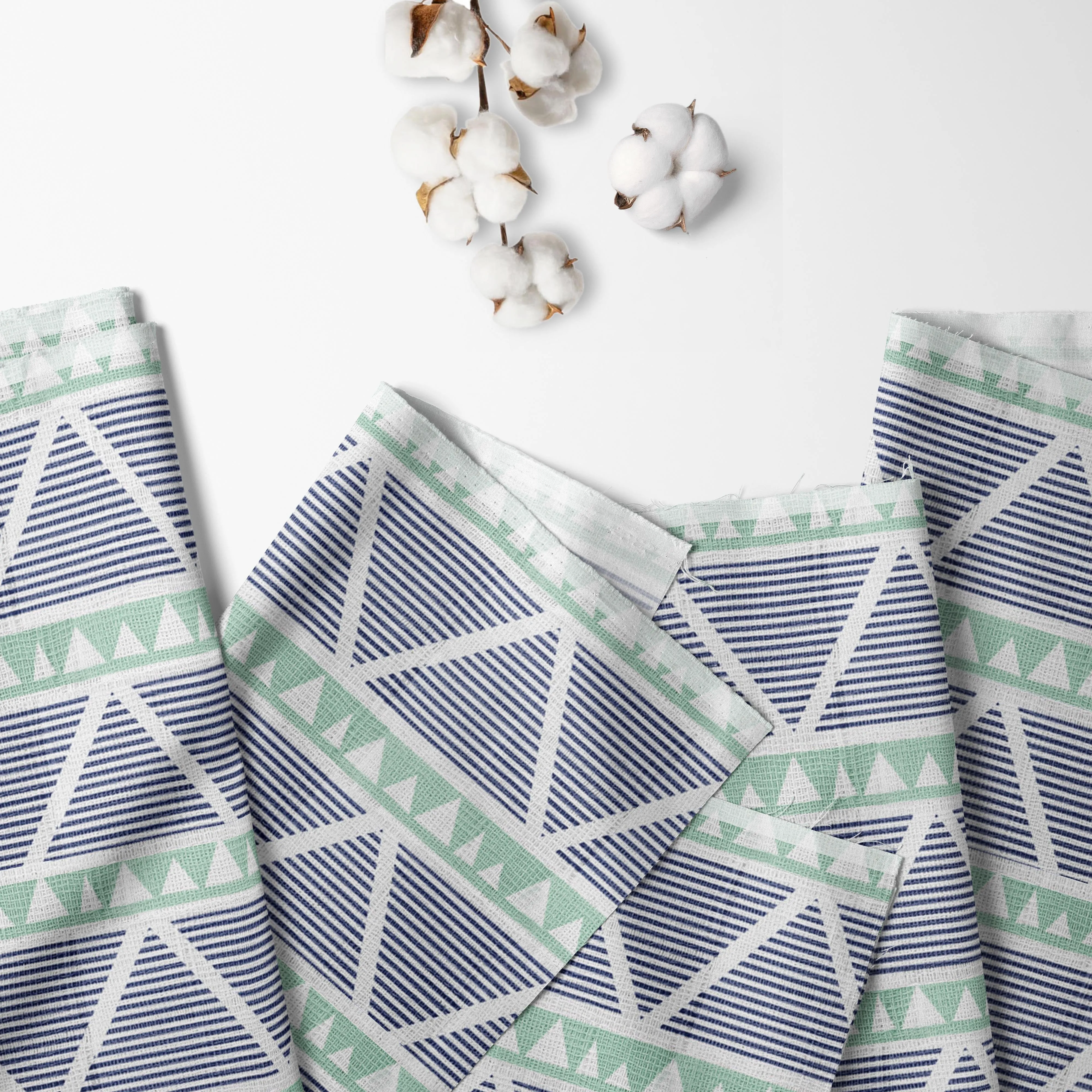 Bacati - Emma Large Triangles Mint/Navy Blue Muslin Nursing Scarf