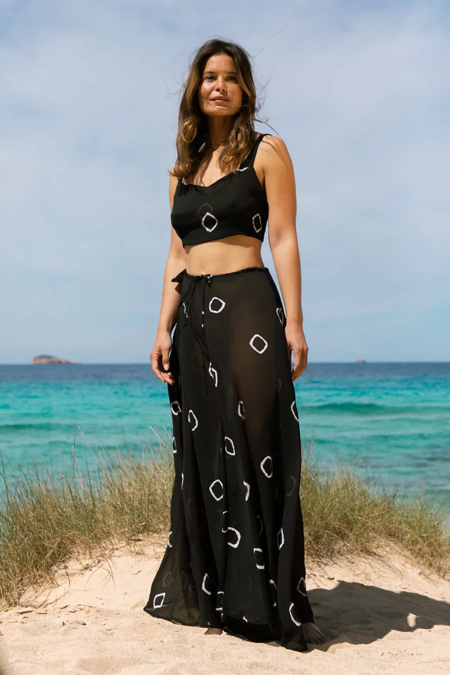 BALEARES MAXI SKIRT BLACK BANDHANI