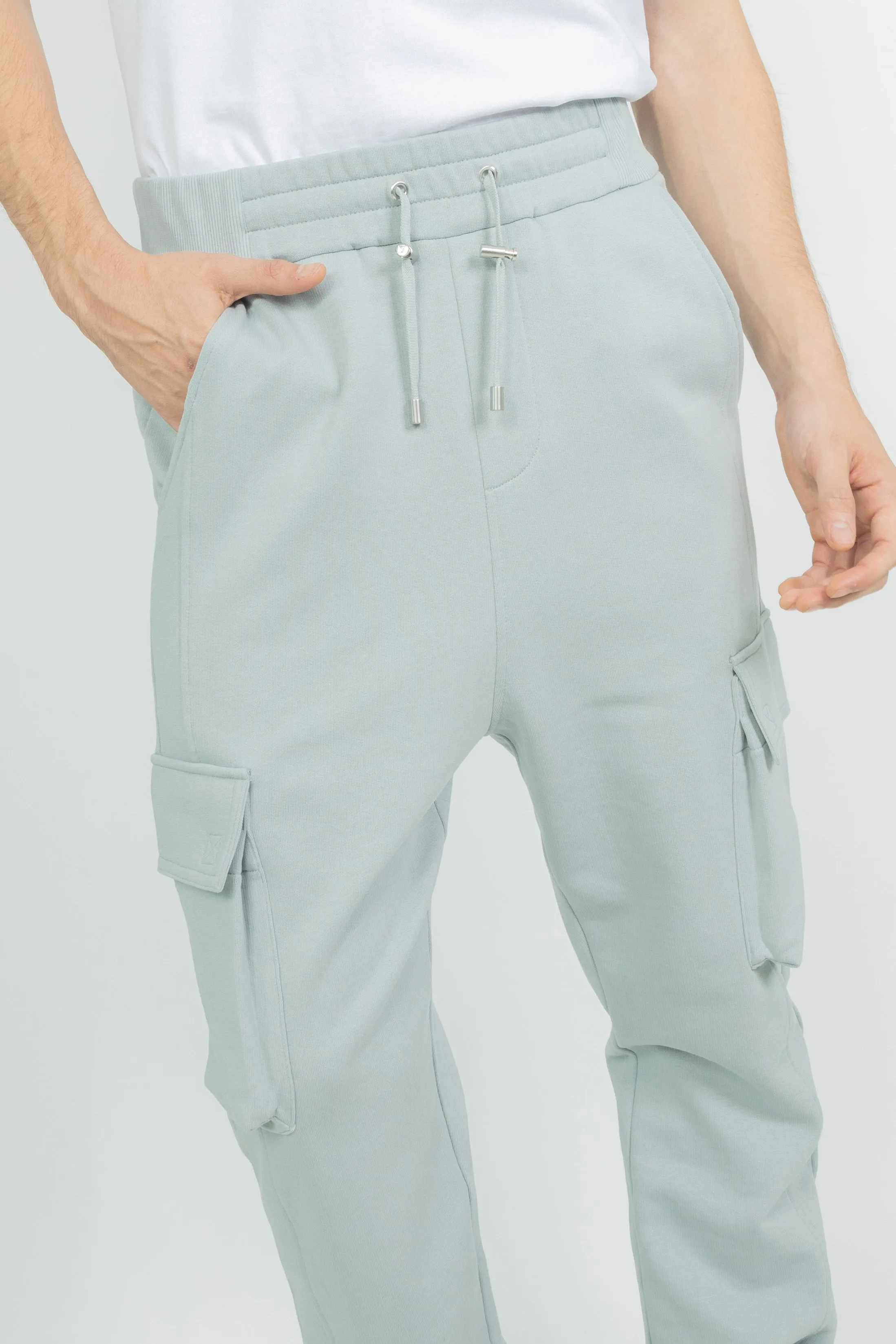 Balmain Print Cargo Sweatpants Grey