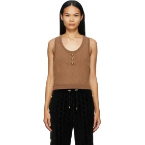 Balmain Tan Knit Fluffy Diamond Top
