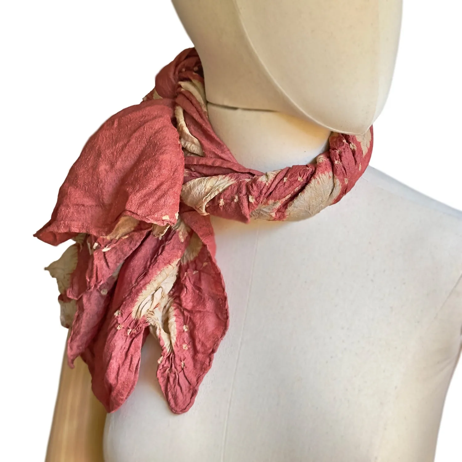 BANDHNI Tie Dye Tassar Silk Scarf