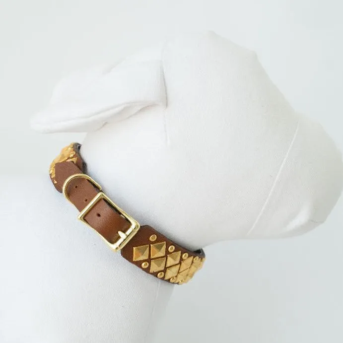 barbar gold collar chesnut leather
