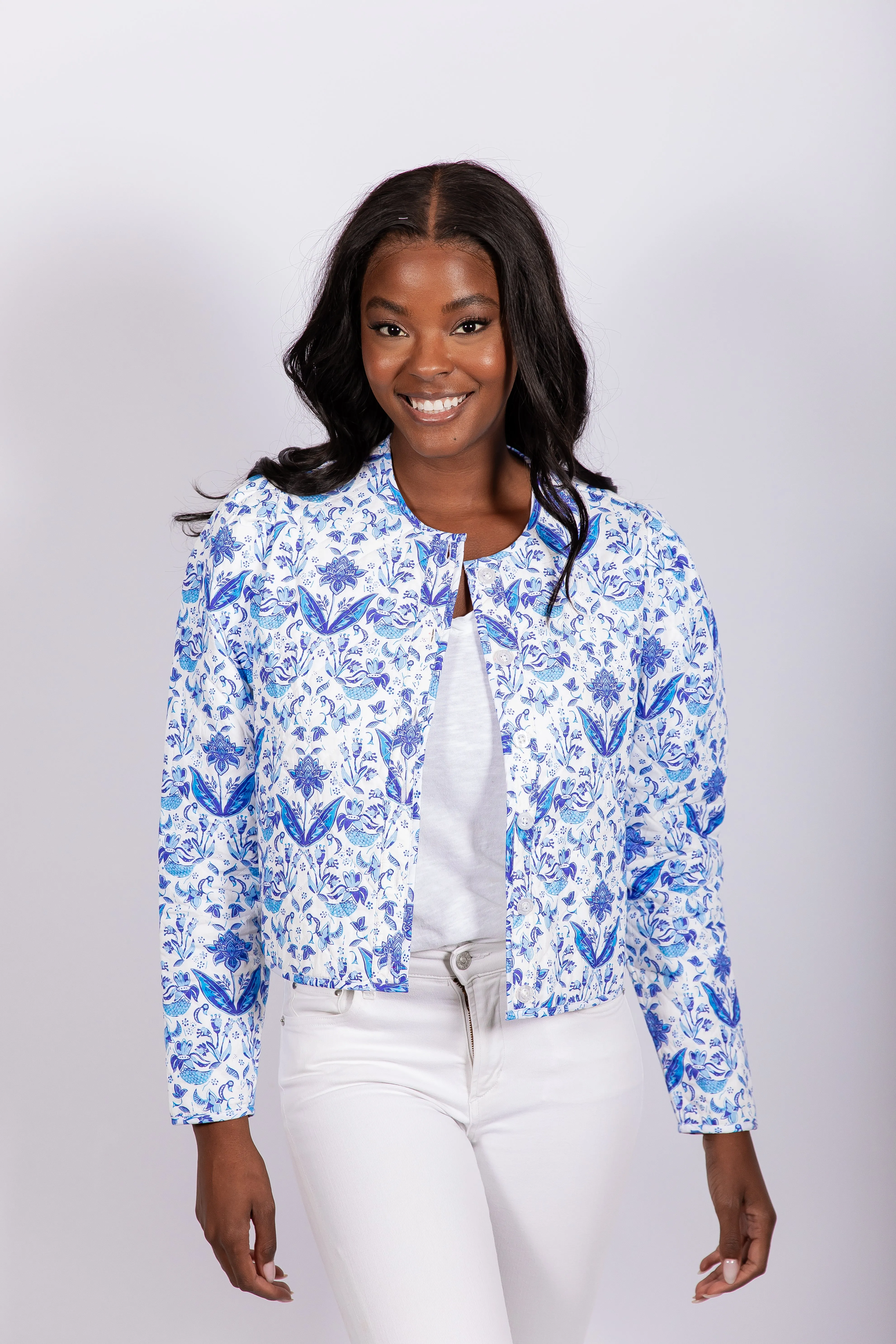 Batik Print Reversible Button Front Jacket
