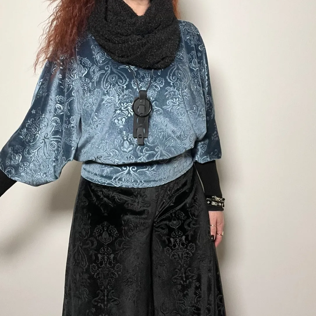 Batina Top - Luxe embossed velvet in steel blue