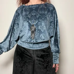 Batina Top - Luxe embossed velvet in steel blue