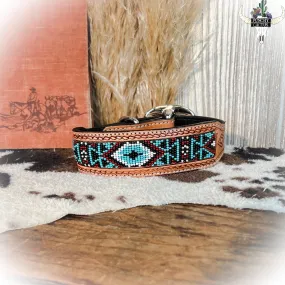 Beaded Leather Dog Collar