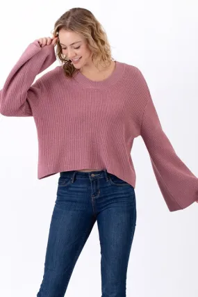 Bell Sleeve Sweater - Rose