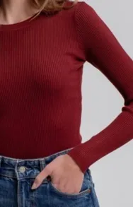 Belle Ribbed Crewneck Knit Top - FINAL SALE