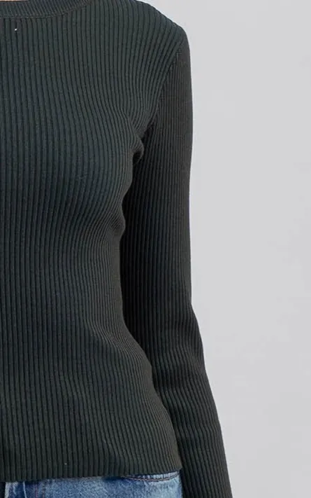 Belle Ribbed Crewneck Knit Top - FINAL SALE