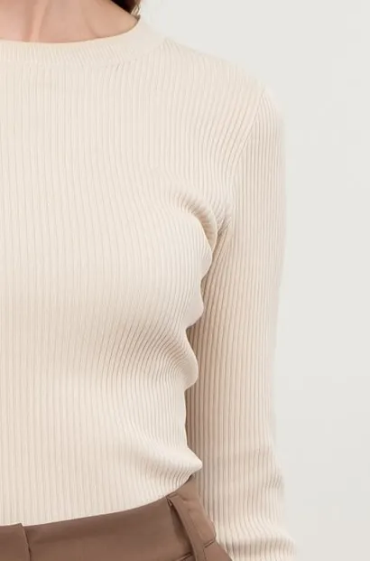 Belle Ribbed Crewneck Knit Top - FINAL SALE