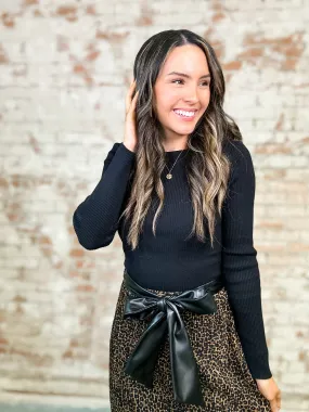 Belle Ribbed Crewneck Knit Top - FINAL SALE