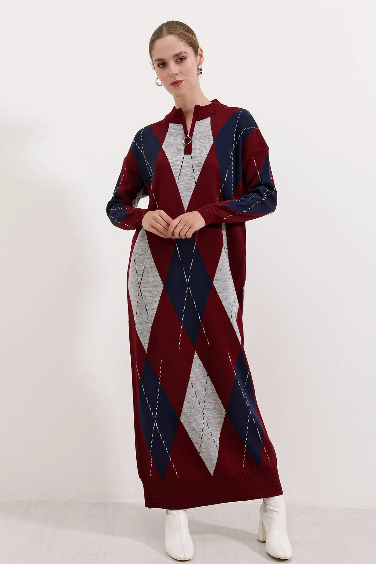 BGD Women Knit Dress - Dark Red - Avondale