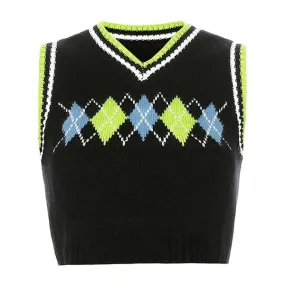 Black Argyle Vest