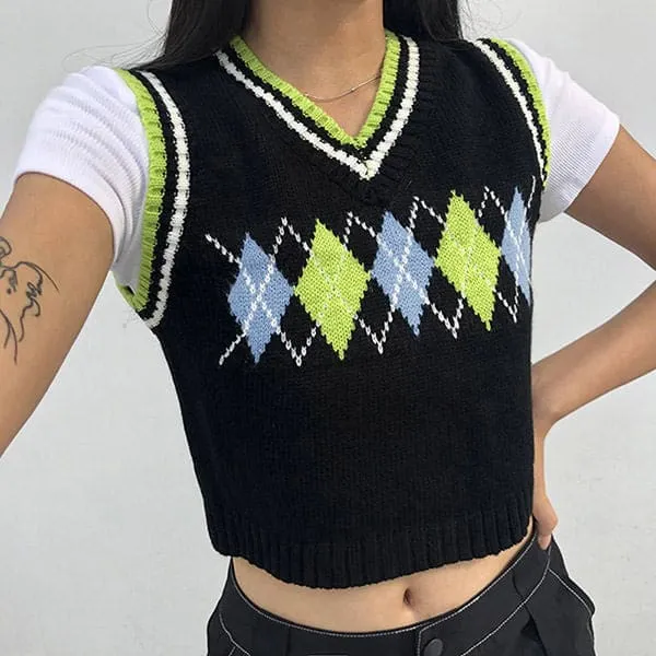 Black Argyle Vest