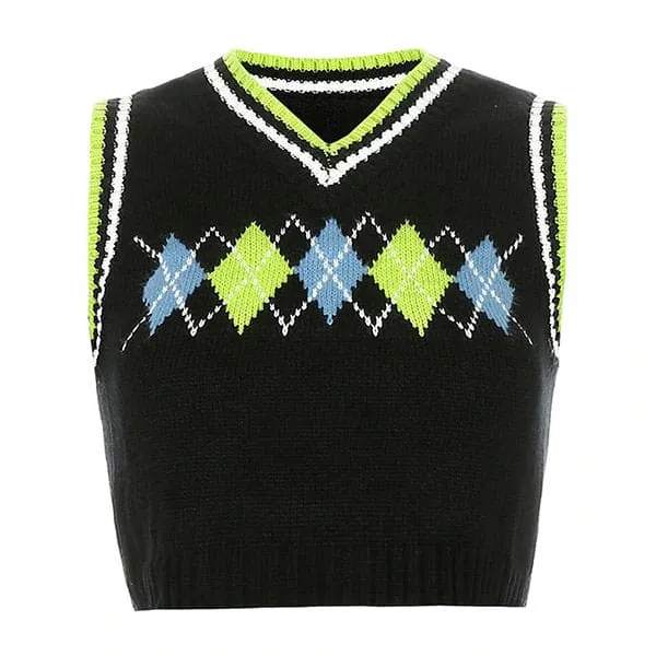 Black Argyle Vest