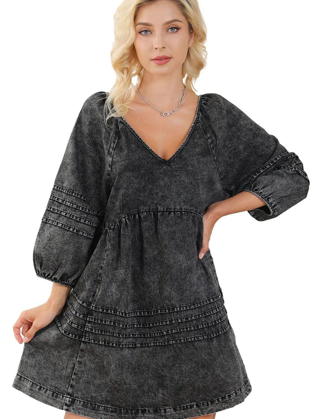 Black Denim Babydoll Dress