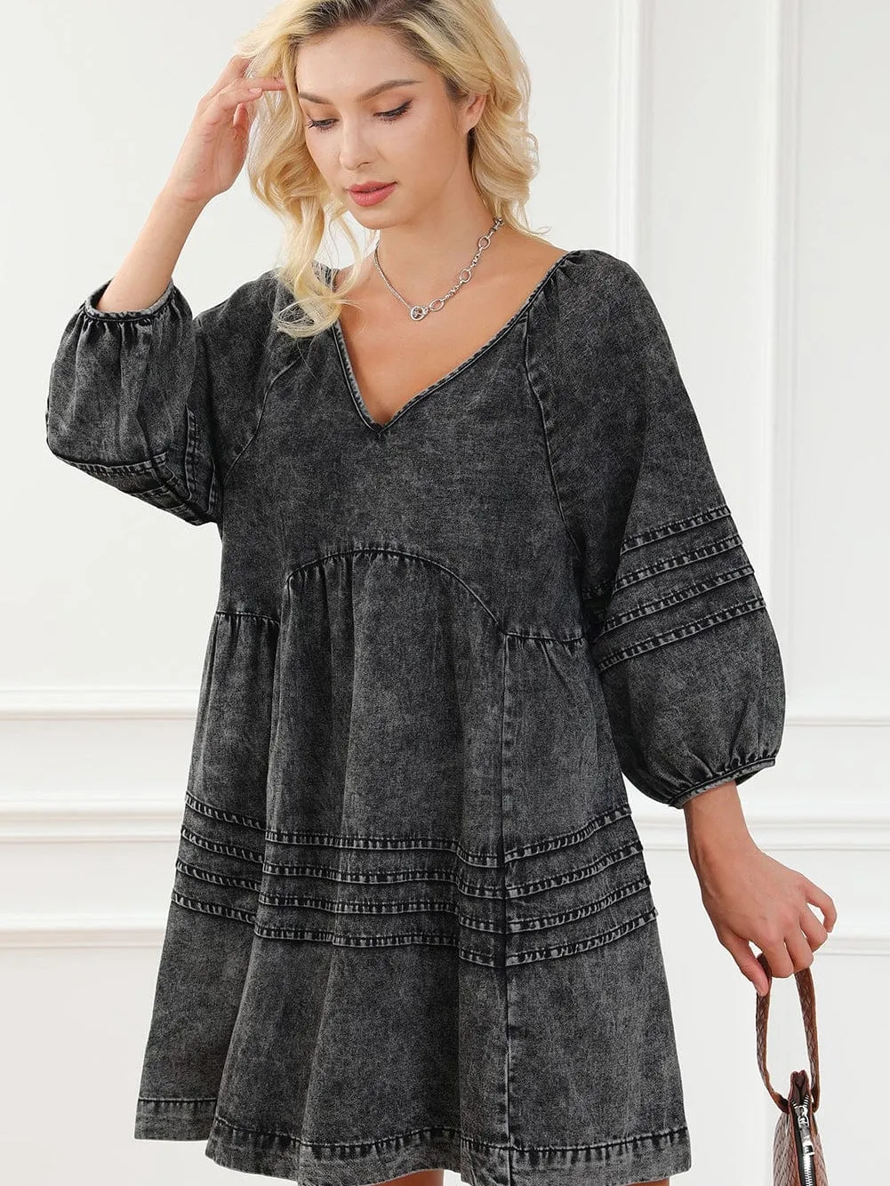 Black Denim Babydoll Dress