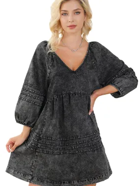 Black Denim Babydoll Dress