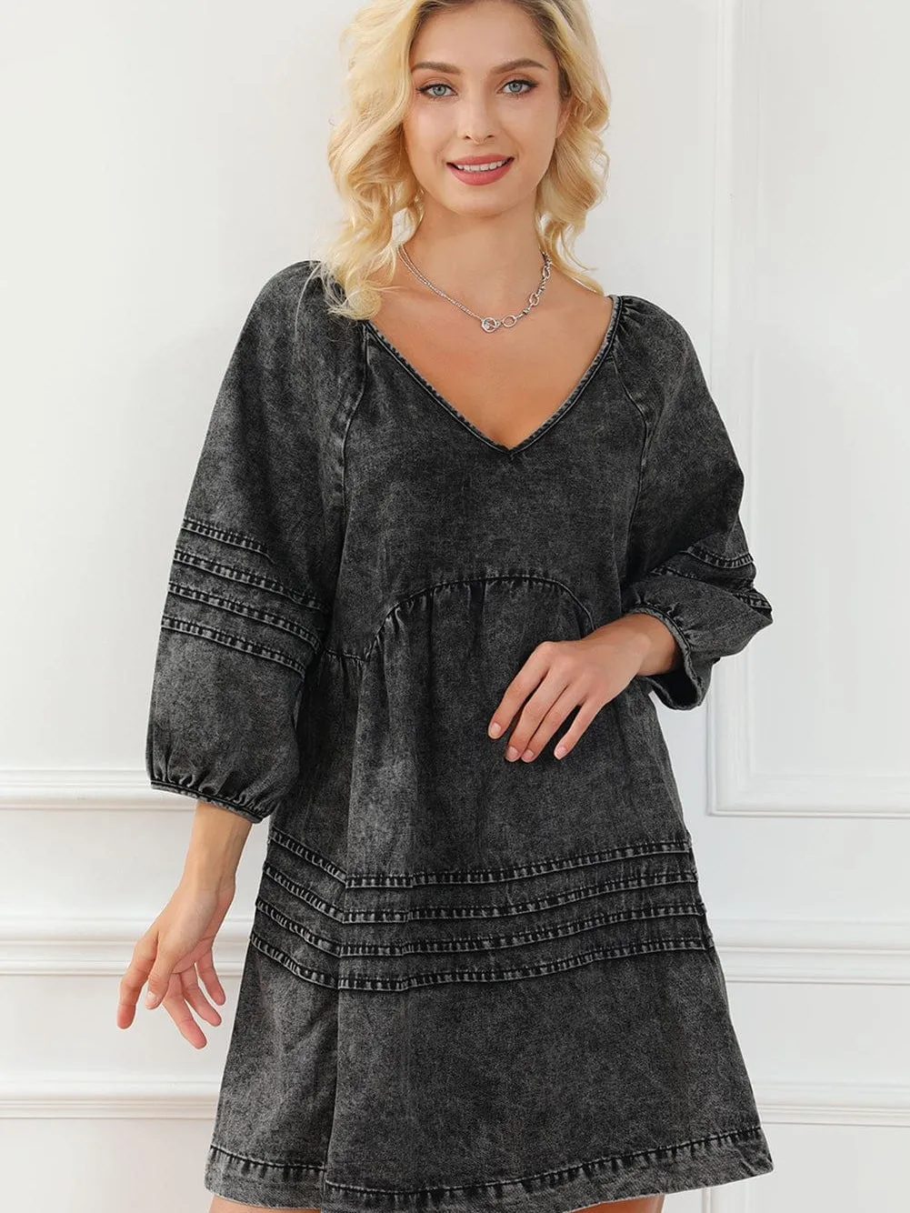 Black Denim Babydoll Dress